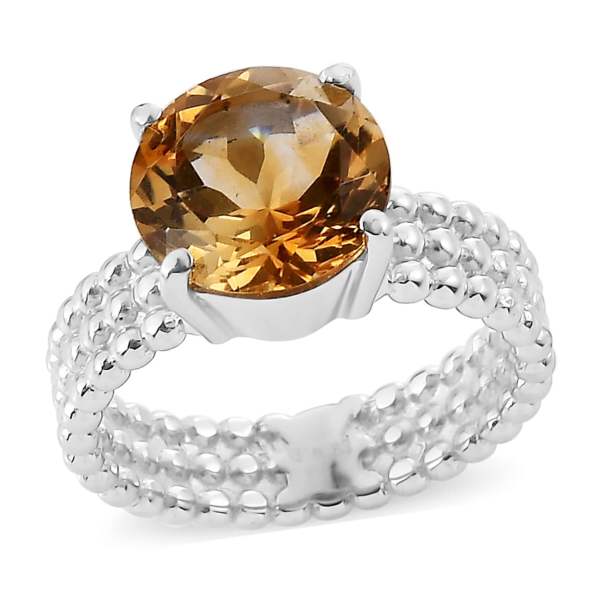 Brazilian Citrine Solitaire Ring in Stainless Steel (Size 10.0) 3.50 ctw