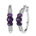 African Amethyst Hoop Earrings In Stainless Steel 3.00 ctw - Sticky add to cart bar