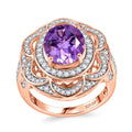 GP AAA Rose De France Amethyst, Multi Gemstone Ring in 18K Vermeil RG Over Sterling Silver (Size 10.0) 4.25 ctw - Sticky add to cart bar