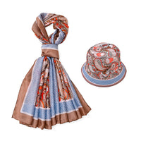 Set of 2 Intricate Paisley Pattern Scarf (70.9"x11") and Bucket Hat (22.8")
