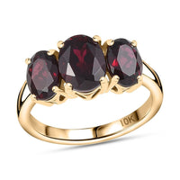 Luxoro Premium Anthill Garnet 3.40 ctw Trilogy Ring in 10K Rose Gold (Size 10.0)
