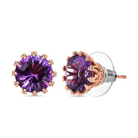D'Joy Concave Cut AAA Rose De France Amethyst 7.00 ctw Stud Earrings in 18K Vermeil Rose Gold Over Sterling Silver