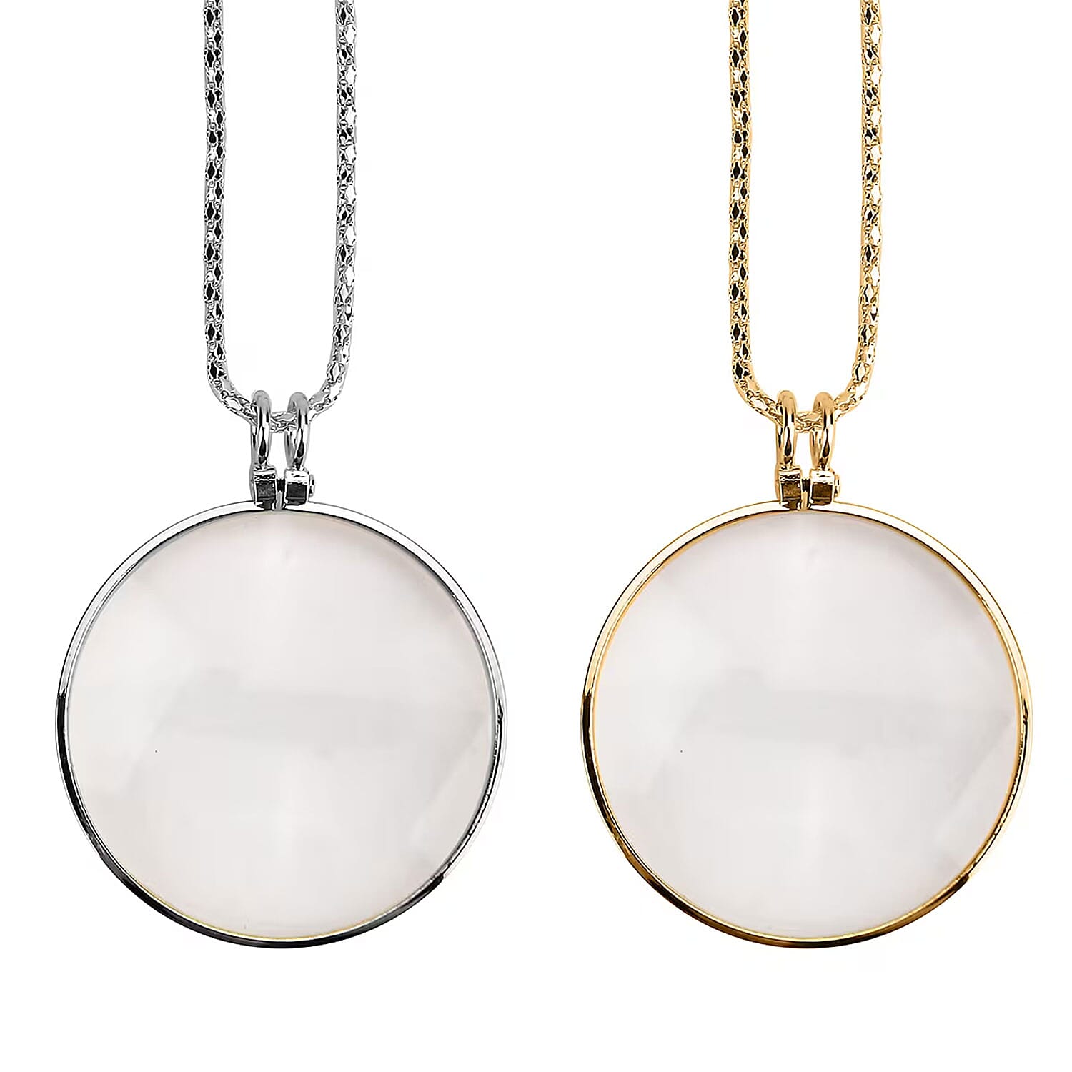 Set of 2 5x Power Lens Magnifying Glass Necklaces (36 Inches)