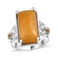 Karis Yellow Aventurine Citrine Solitaire Ring in Platinum Bond (Size 10.0) 12.10 ctw - Sticky add to cart bar