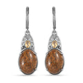 Script Stone and Brazilian Citrine 10.85 ctw Lever Back Earrings in Stainless Steel - Sticky add to cart bar