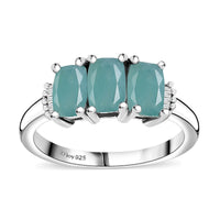Grandidierite, White Diamond Trilogy Ring in Rhodium Over Sterling Silver (Size 10.0) 1.90 ctw