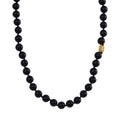 Black Obsidian 350.00 ctw Beaded Necklace with Sycee Charm in Goldtone 20 Inches - Sticky add to cart bar