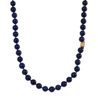 Lapis Lazuli 350.00 ctw Beaded Necklace with Sycee Charm in Goldtone 20 Inches