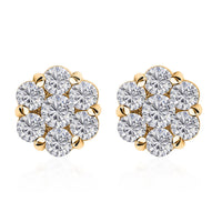Moissanite Floral Earring in 18K Vermeil YG Over Sterling Silver 1.65 ctw