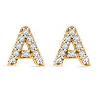 10K Yellow Gold Luxuriant Lab Grown Diamond Initial A Earrings 0.10 ctw