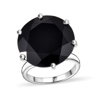 Thai Black Spinel Solitaire Ring in Rhodium Over Sterling Silver (Size 10.0) 25.70 ctw