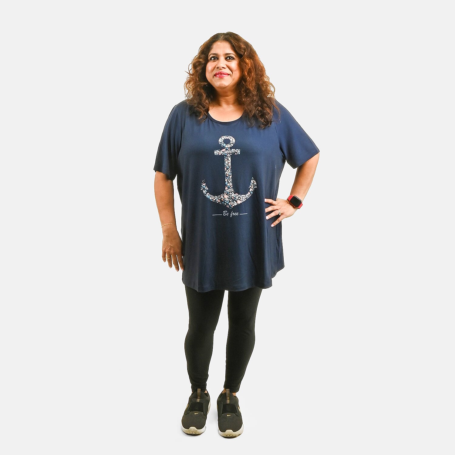 Navy Anchor Oversized Shirt - S