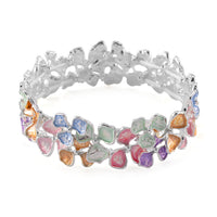 Multi Color Enameled Floral Bracelet (7.00 In)