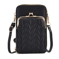 Black Faux Leather Crossbody Cell Phone Bag