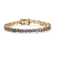 Tanzanite and Madagascar Pink Sapphire 7.75 ctw Art Deco Bracelet in 18K Vermeil Rose Gold Over Sterling Silver (6.50 In)