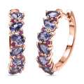 Tanzanite, Madagascar Pink Sapphire Hoop Earrings in 18K Vermeil RG Over Sterling Silver 2.65 ctw - Sticky add to cart bar