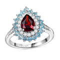 Mozambique Garnet, Multi Gemstone Teardrop Halo Ring in Rhodium Over Sterling Silver 2.20 (Size 10.0) 2.10 ctw - Sticky add to cart bar