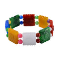 Multi Jade (D) 220.00 ctw Carved and Beaded Stretch Bracelet - Sticky add to cart bar