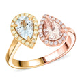 14K Yellow and Rose Gold Aquamarine, Morganite, Natural Pink and Yellow Diamond (0.19 cts) Ring (Size 10.0) 1.00 ctw - Sticky add to cart bar