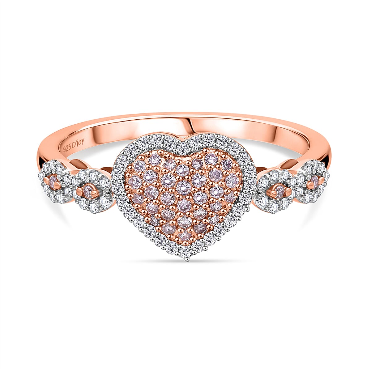 Pink Diamond ,  White Diamond  Ring in Vermeil RG Sterling Silver 0.50 (Size 10.0) 0.51 ctw