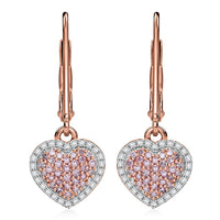 Natural Pink and White Diamond 0.50 ctw Heart Earrings in Vermeil Rose Gold Over Sterling Silver