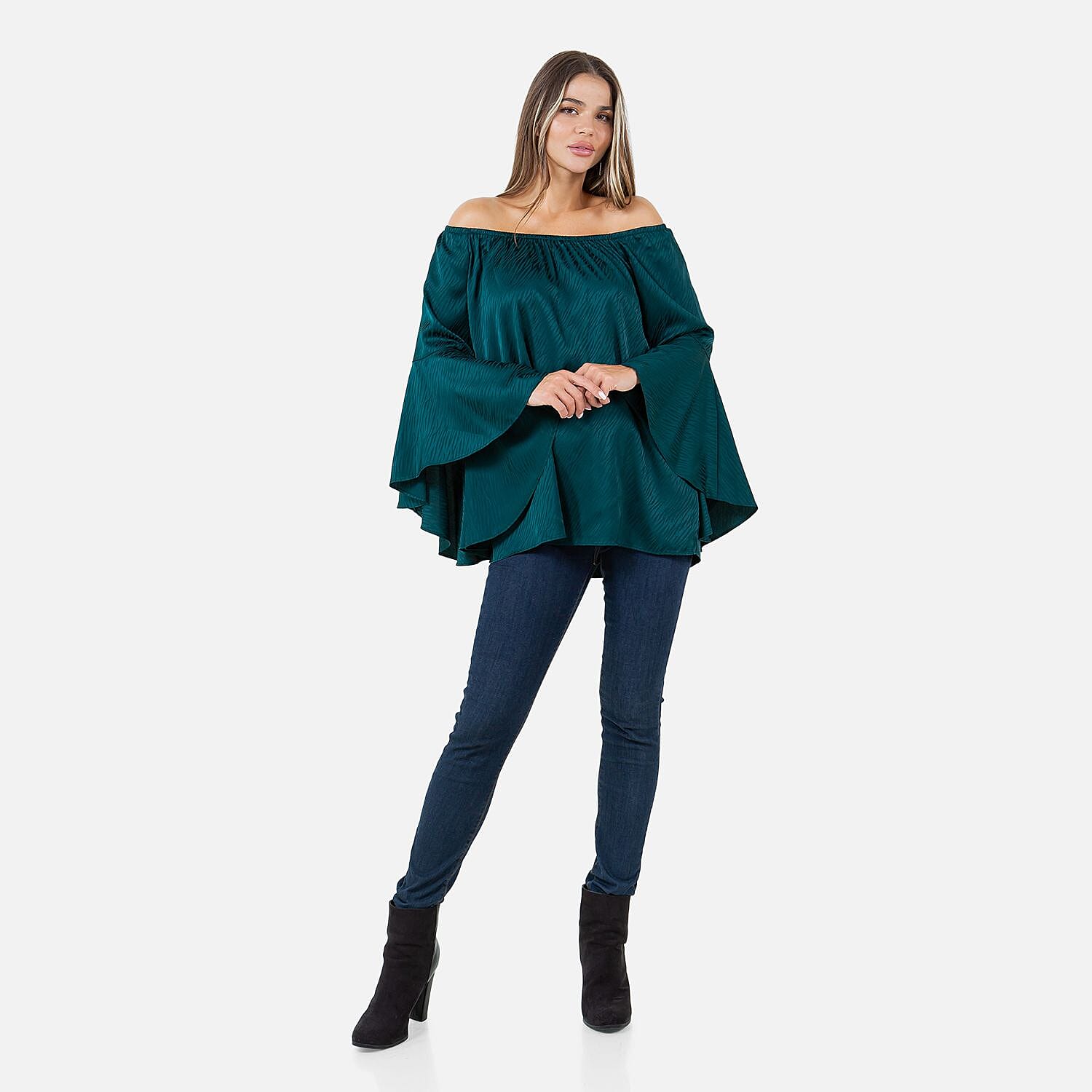 Teal Jacquard Woven Top S