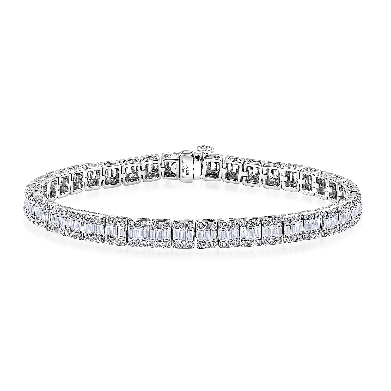 Luxuriant Lab Grown Diamond SI 5.00 ctw Bracelet in 10K White Gold (7.00 In) 11.60 Grams