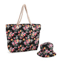 2pcs Set Rose Pattern Beach Tote Bag (	20"x6"x15") and Hat - Sticky add to cart bar