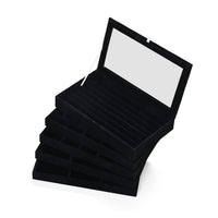 Black 5 Layer Stackable Jewelry Box (9.5"x5.5"x5.5") with 5pcs Anti Tarnish Silver Polishing Clean Cloth (4.3"x2.7")
