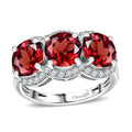 Mozambique Garnet, White Zircon Crimson Trinity Ring in Rhodium Over Sterling Silver (Size 10.0) 4.90 ctw - Sticky add to cart bar
