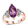 Rose De France Amethyst ,  White Zircon  Solitaire Ring in 18K RG Vermeil Sterling Silver 2.92 ctw - Sticky add to cart bar