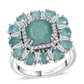 Grandidierite, White Zircon Ring in Rhodium Over Sterling Silver (Size 10.0) 6.00 ctw - Sticky add to cart bar