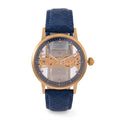 Classic Succession Automatic Mechanical Movement Austrian Crystal Watch in ION Plated YG Stainless Steel with Light Blue Leather Strap (38.8mm) - Sticky add to cart bar