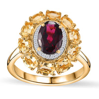 Premium Orissa Rhodolite Garnet, Multi Gemstone Ring in 18K Vermeil YG Over Sterling Silver (Size 10.0) 3.00 ctw