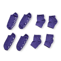 Set of 4 Purple Sleeping Ankle and Gel Heel Moisturizing Socks