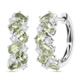 D'Joy Tsavorite Garnet and White Zircon 3.70 ctw Hoop Earrings in Rhodium Over Sterling Silver - Sticky add to cart bar