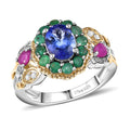 28th Apr TLV Premium Tanzanite, Multi Gemstone Floral Ring in 18K Vermeil YG and Rhodium Over Sterling Silver (Size 10.0) 2.30 ctw - Sticky add to cart bar