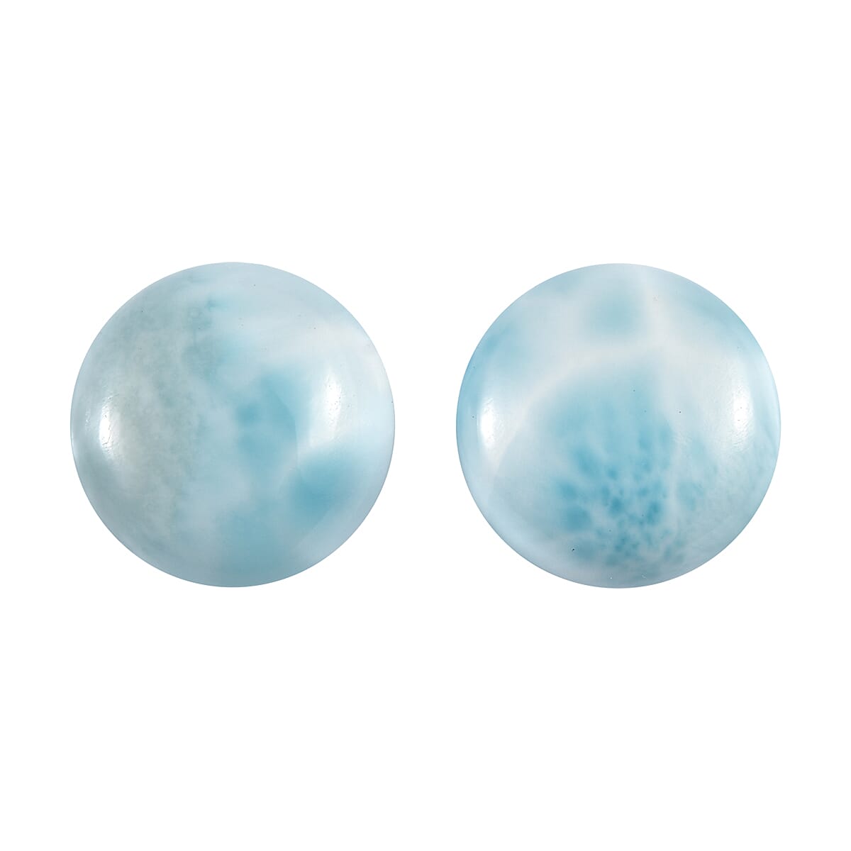 Larimar Set of 2 (Rnd 8mm) 3.58 ctw Loose Gemstone