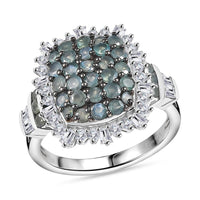 Narsipatnam Alexandrite and Moissanite 2.20 ctw Cushion Shape Ring in Rhodium Over Sterling Silver (Size 10.0)
