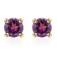 D'Joy Premium Radiant Ember Garnet 0.90 ctw Solitaire Stud Earrings in 18K Vermeil Yellow Gold Over Sterling Silver