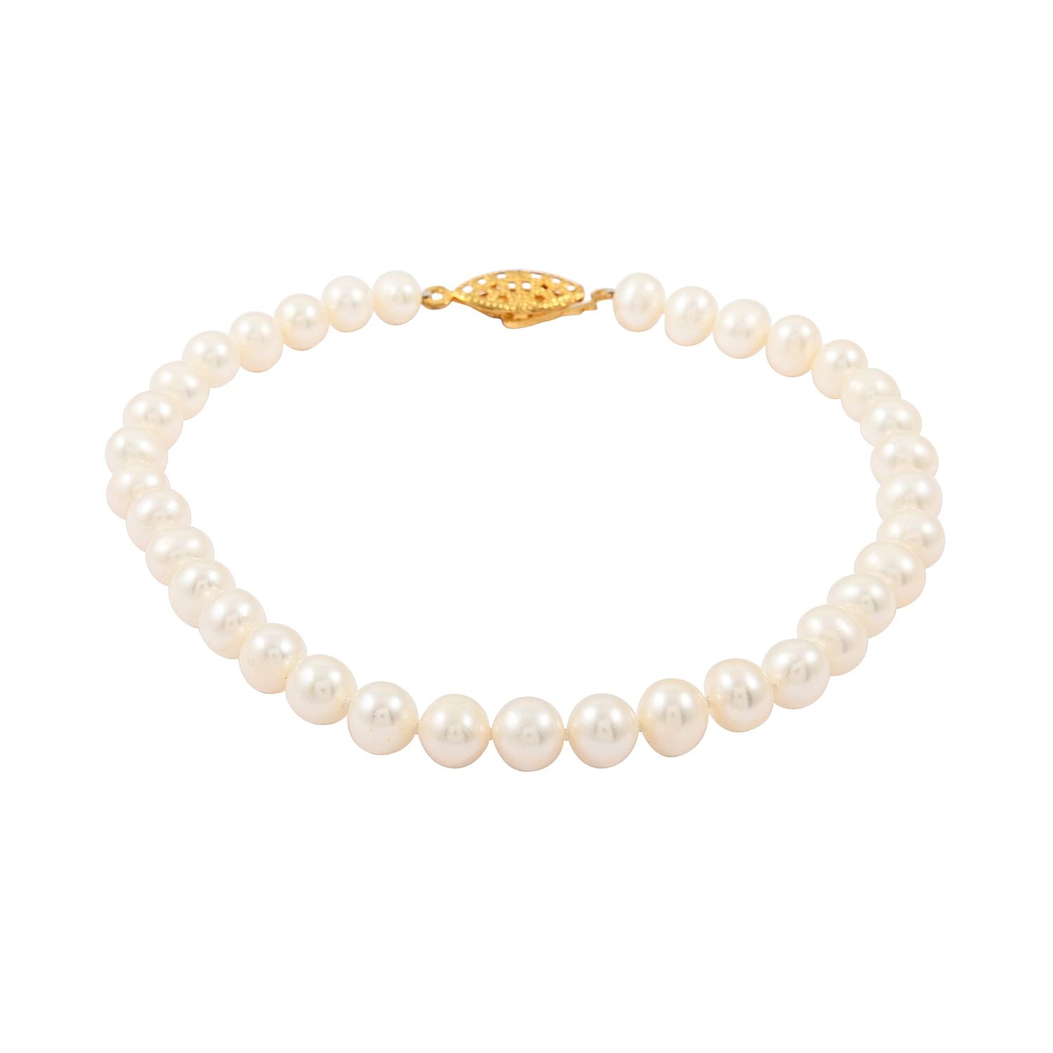 Freshwater Pearl Bracelet in Goldtone (7.00 In)
