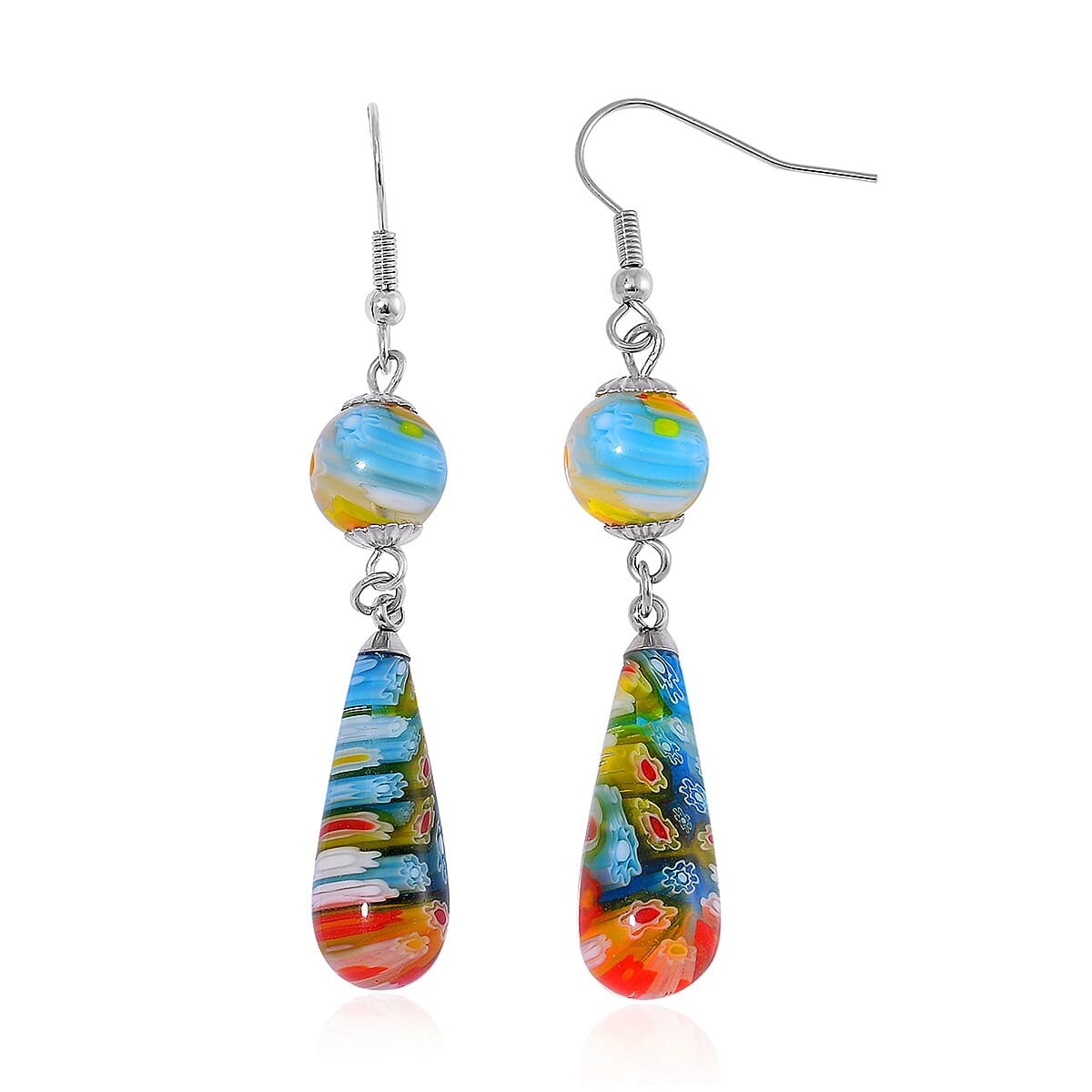 Multi Murano Style Earrings in Stainless Steel