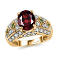 Mozambique Garnet, Multi Gemstone Art Deco Ring in 18K Vermeil YG Over Sterling Silver (Size 10.0) 3.80 ctw - Sticky add to cart bar