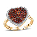 D'Joy Premium Mozambique Garnet and White Zircon 1.50 ctw Heart Ring in 18K Vermeil YG Over Sterling Silver (Size 9.0) - Sticky add to cart bar