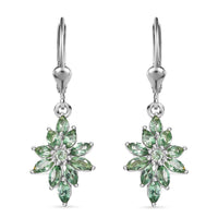 D'Joy Tanzanian Natural Green Apatite 1.75 ctw Earrings in Rhodium Over Sterling Silver