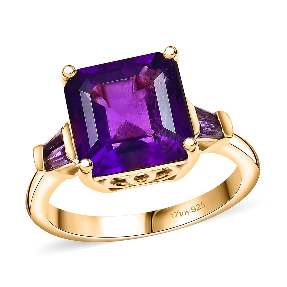African Amethyst Solitaire Ring in 18K Vermeil YG Over Sterling Silver (Size 10.0) 5.00 ctw