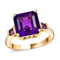 African Amethyst Solitaire Ring in 18K Vermeil YG Over Sterling Silver (Size 10.0) 5.00 ctw - Sticky add to cart bar