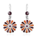 Peruvian Artistry Multi Gemstone 2.00 ctw Flower Earrings in Sterling Silver - Sticky add to cart bar