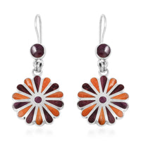 Peruvian Artistry Multi Gemstone 2.00 ctw Flower Earrings in Sterling Silver