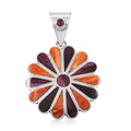 Peruvian Artistry Multi Gemstone 1.35 ctw Flower Pendant without Chain in Sterling Silver - Sticky add to cart bar